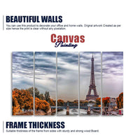 Eiffel Tower and Seine River Bedroom Wall Painting of Five Pieces