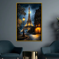 Eiffel Tower Paris Night Scene Floating Frame Crystal Wall Painting