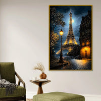 Eiffel Tower Paris Night Scene Floating Frame Crystal Wall Painting
