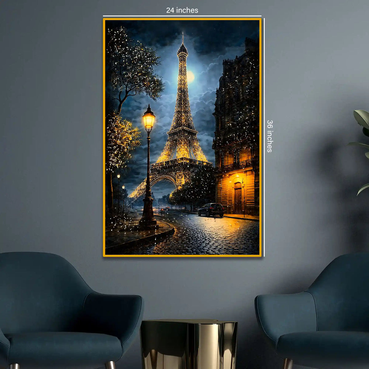Eiffel Tower Paris Night Scene Floating Frame Crystal Wall Painting