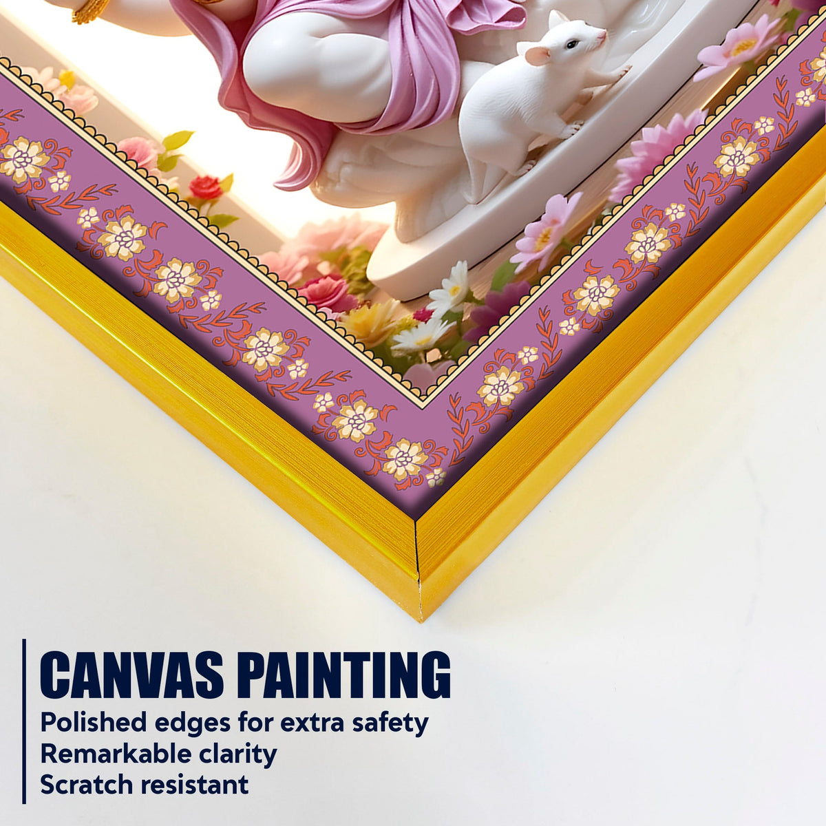 Ekadanta Ganesha Floral Border Vertical Wall Painting