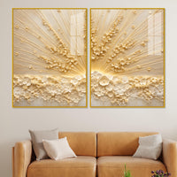 Elegant 3D Floral Radiance Acrylic Floating Wall Painting Set of 2