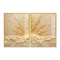 Elegant 3D Floral Radiance Acrylic Floating Wall Painting Set of 2