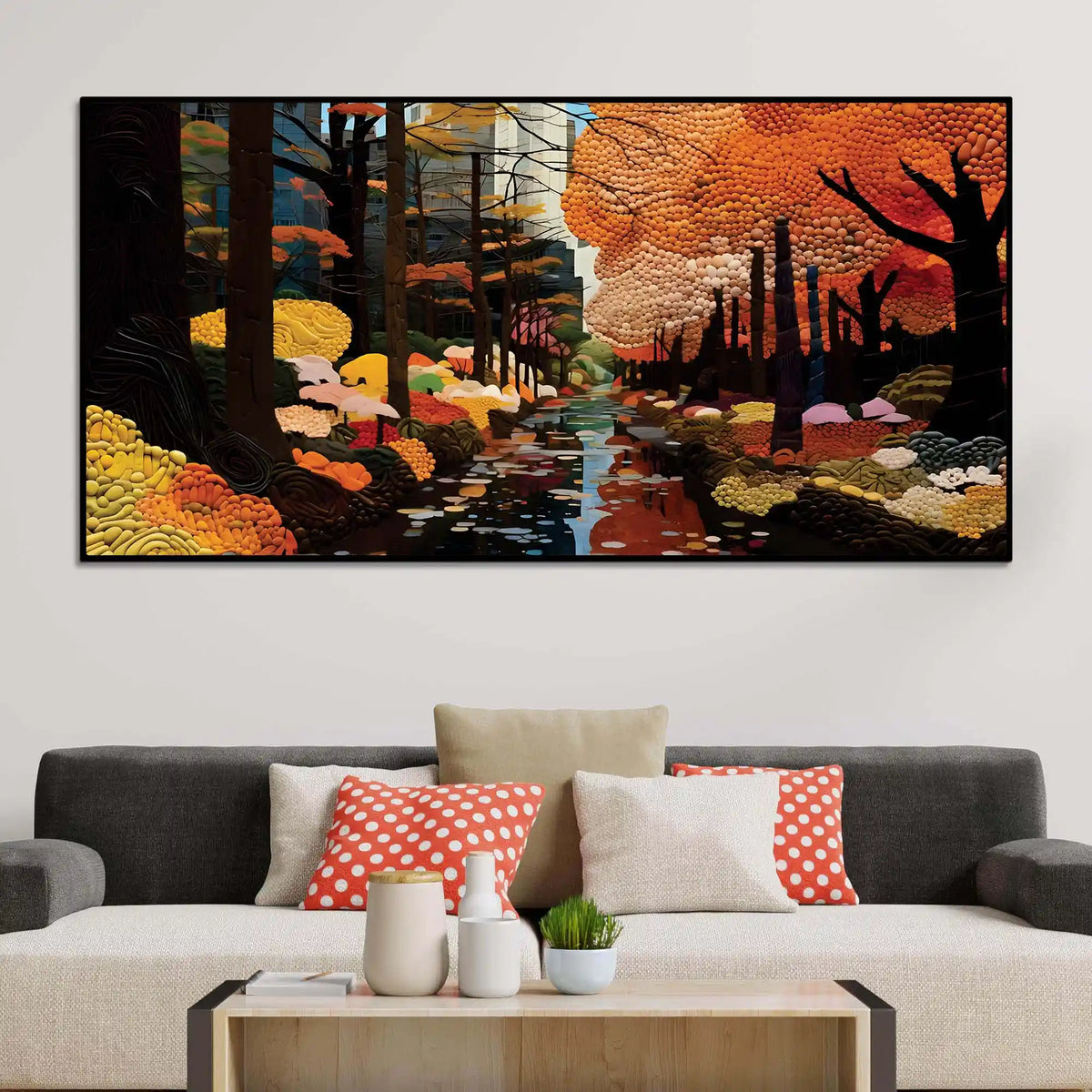 Elegant Abstract Fall Forest Canvas Painting