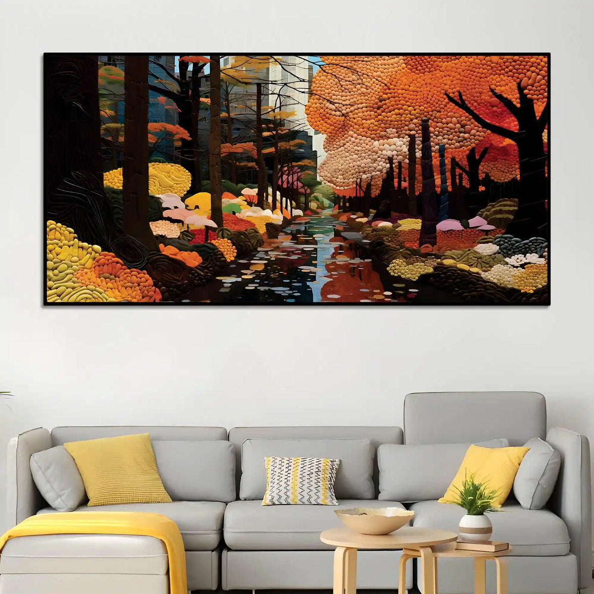 Elegant Abstract Fall Forest Canvas Painting