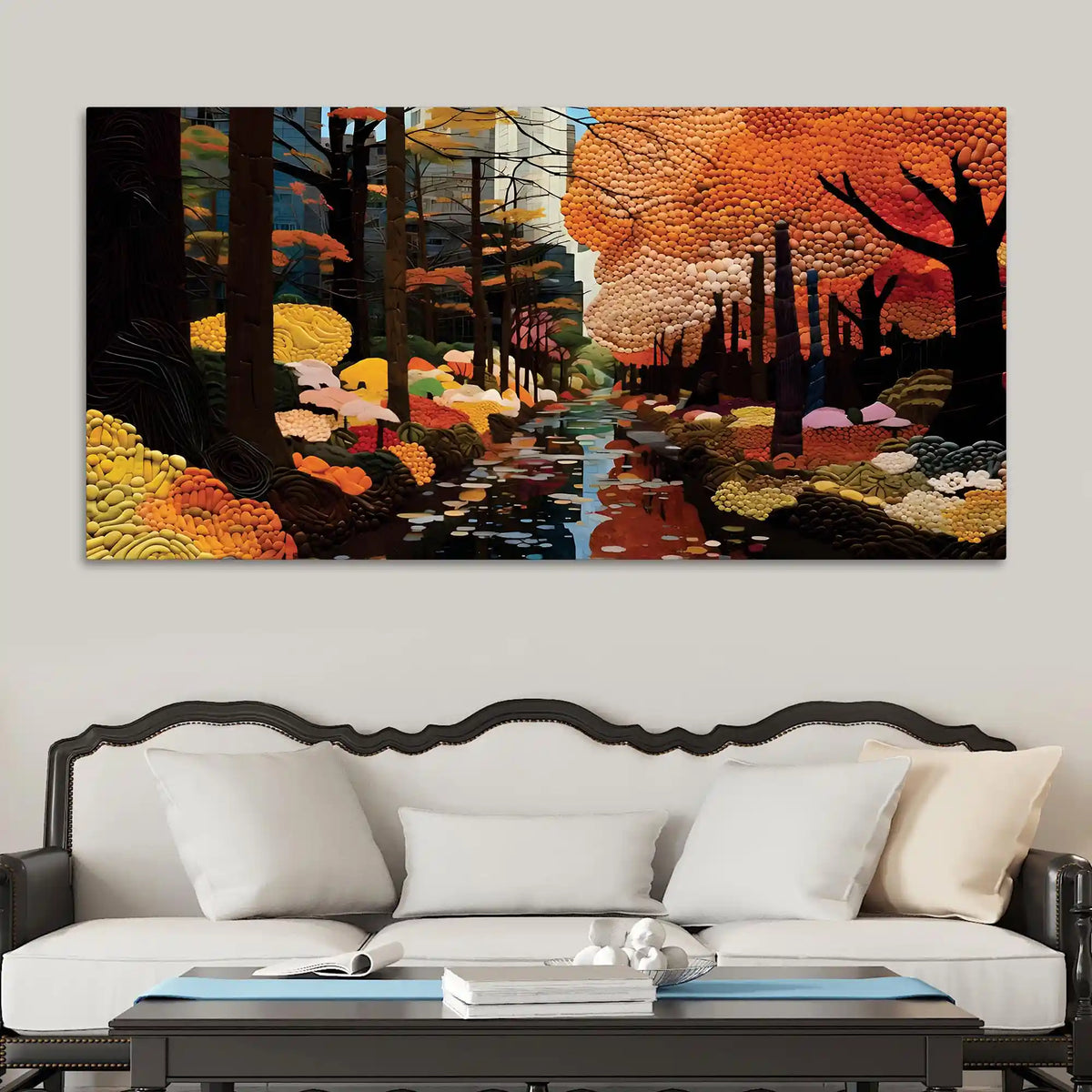 Elegant Abstract Fall Forest Canvas Painting