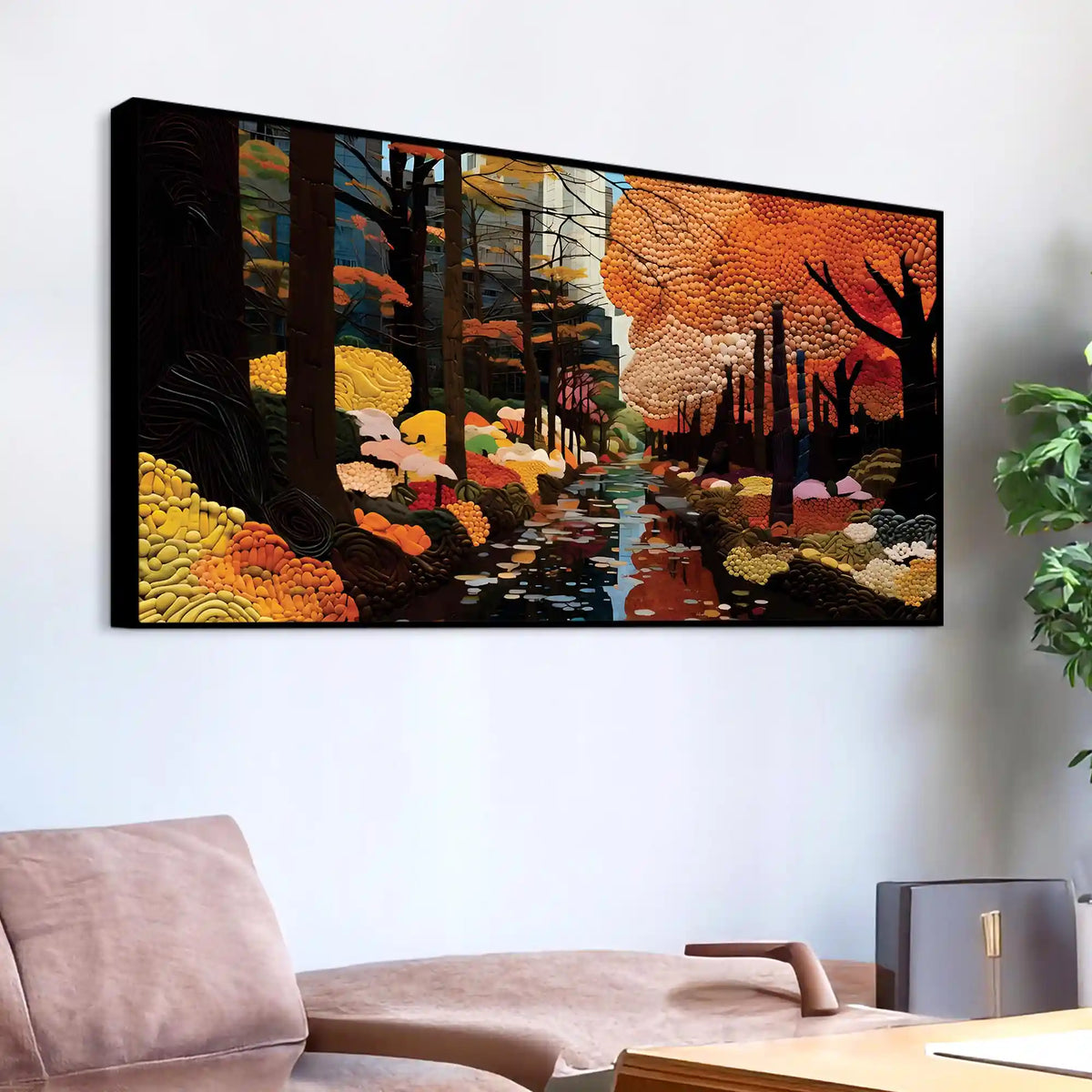 Elegant Abstract Fall Forest Canvas Painting