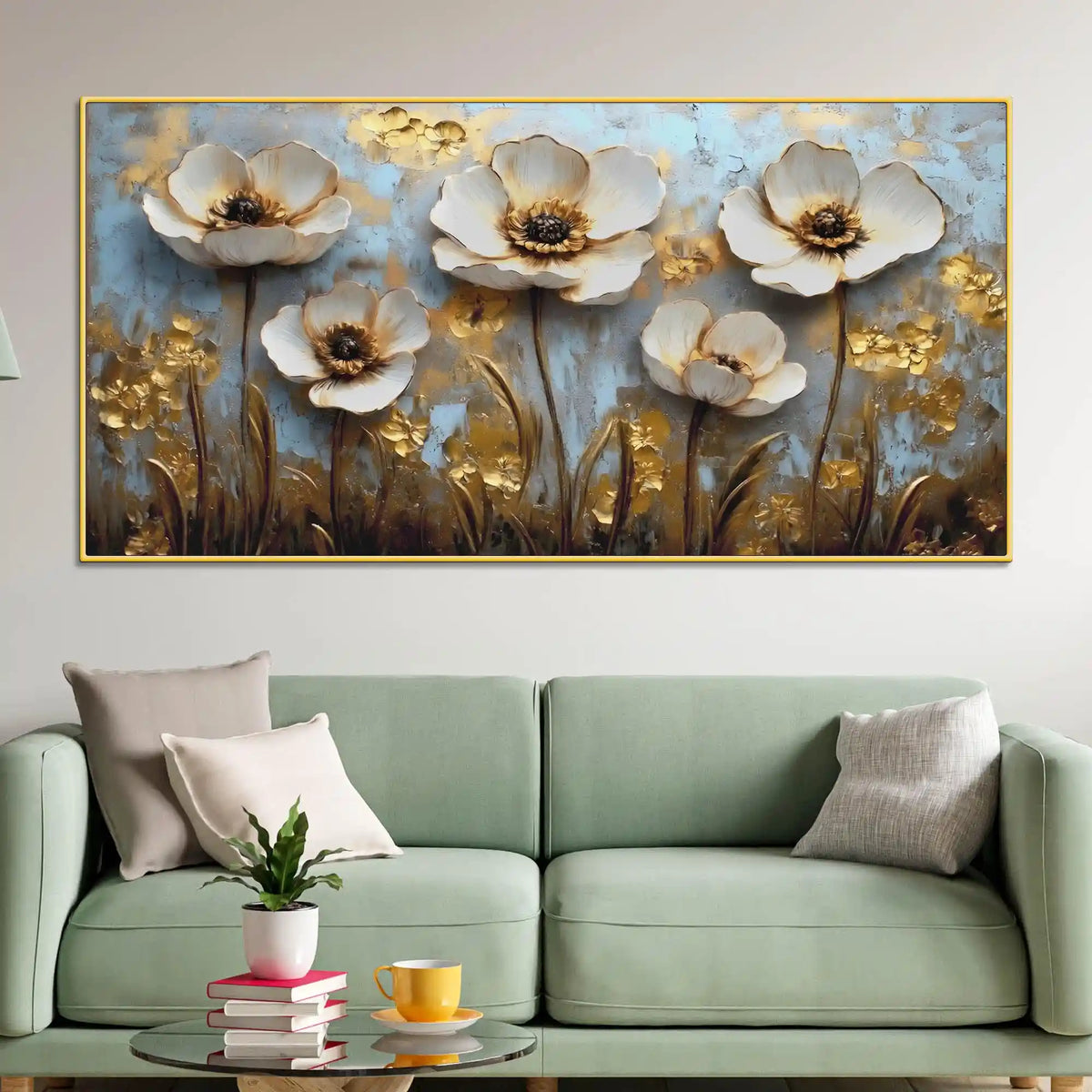 Elegant Abstract Floral Canvas Painting for Living Room & for Bedroom