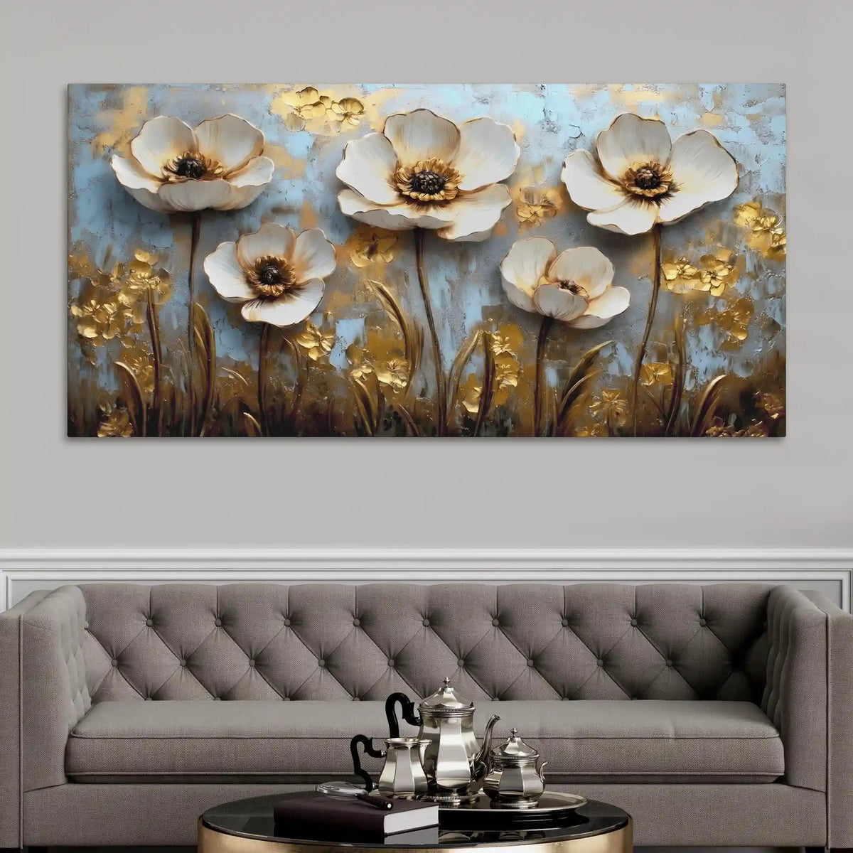Elegant Abstract Floral Canvas Painting for Living Room & for Bedroom