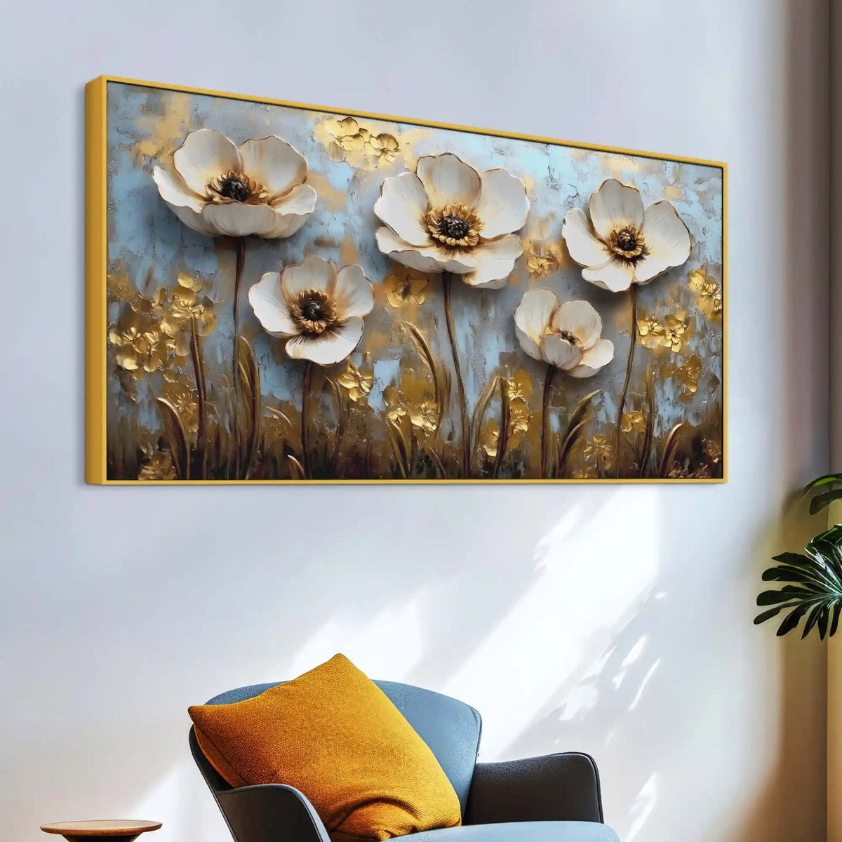 Elegant Abstract Floral Canvas Painting for Living Room & for Bedroom