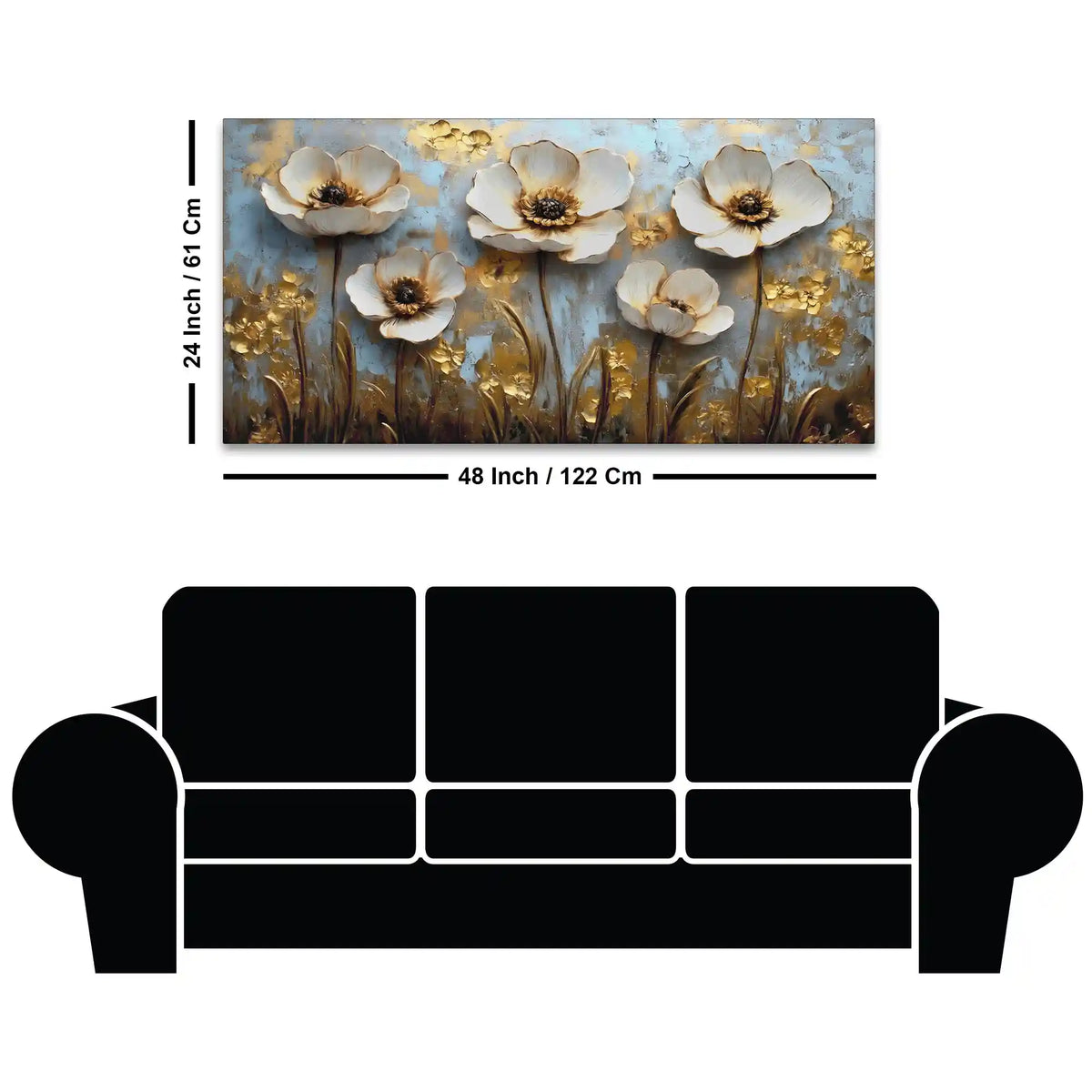 Elegant Abstract Floral Canvas Painting for Living Room & for Bedroom
