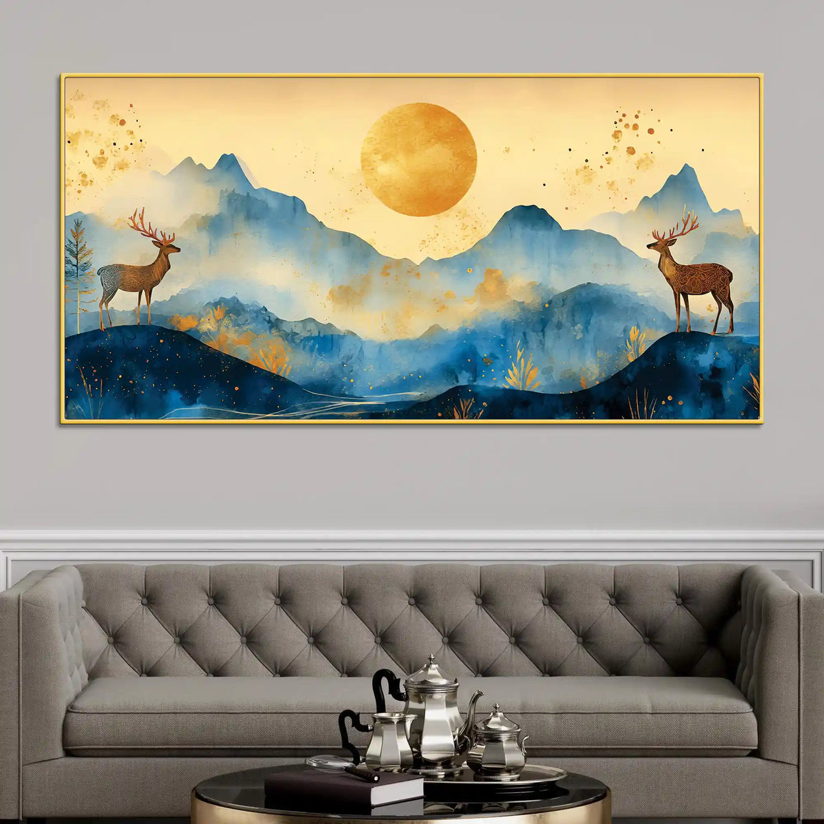 Elegant Abstract Mountain Scene Canvas Painting