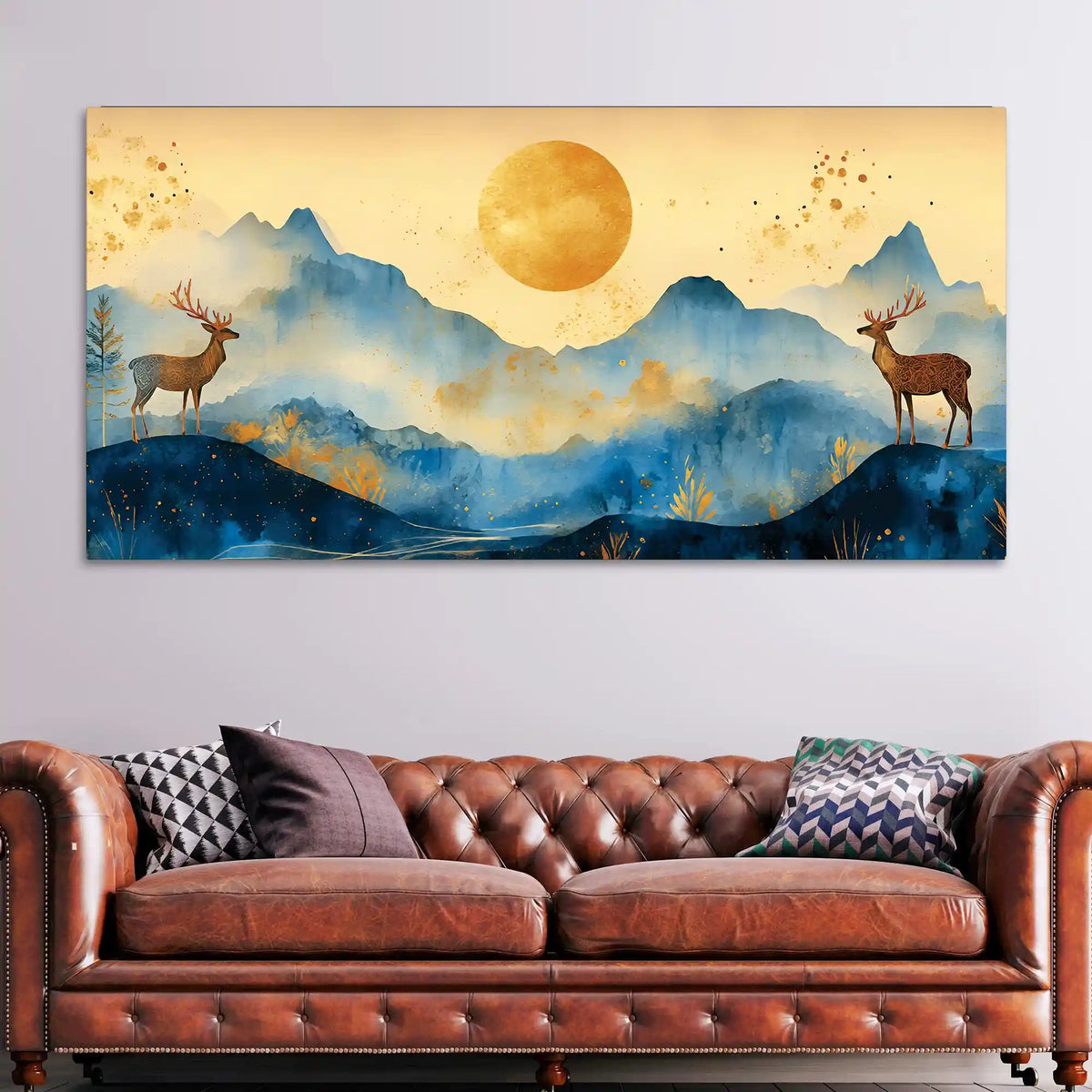 Elegant Abstract Mountain Scene Canvas Painting