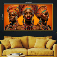 Elegant African Women Floating Frame Crystal Wall Painting