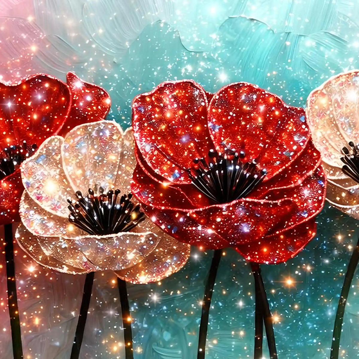 Elegant Blossom Flower Crystal Glass Wall Painting for Living Space Décor