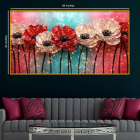 Elegant Blossom Flower Crystal Glass Wall Painting for Living Space Décor