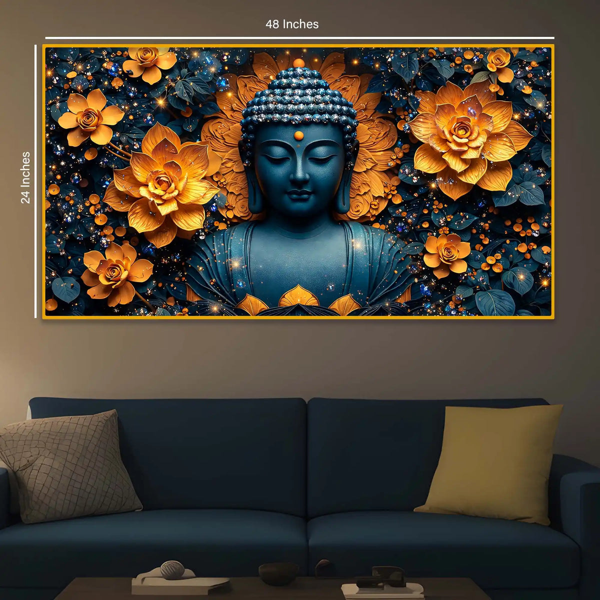 Elegant Buddha Crystal Glass Painting for Luxury Home Décor