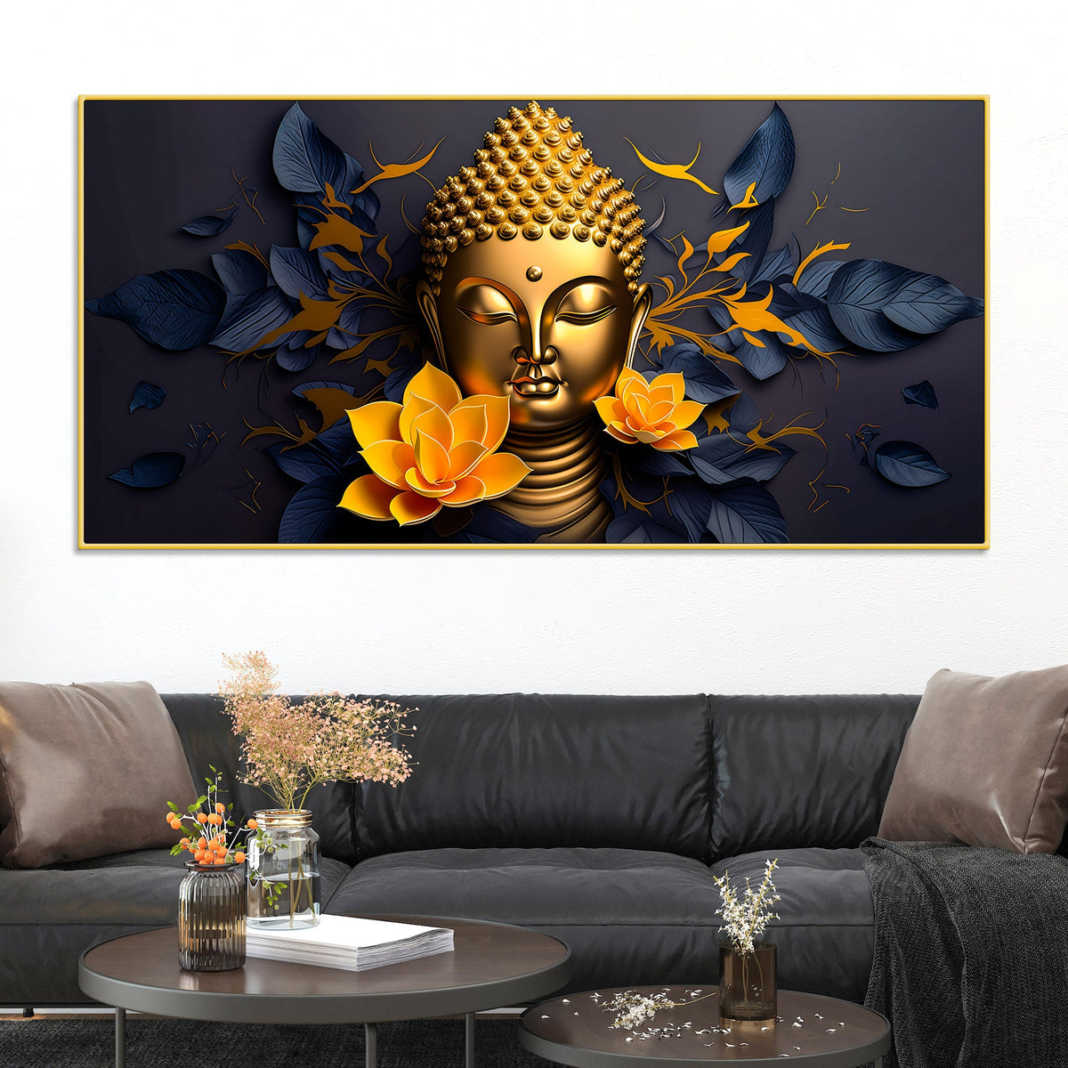 Elegant Buddha Lotus Canvas Painting for Modern Homes