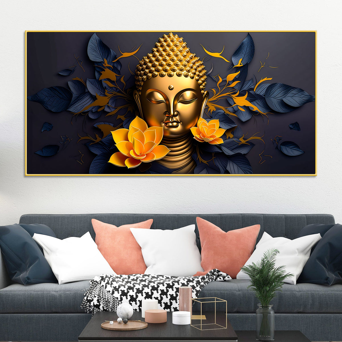 Elegant Buddha Lotus Canvas Painting for Modern Homes