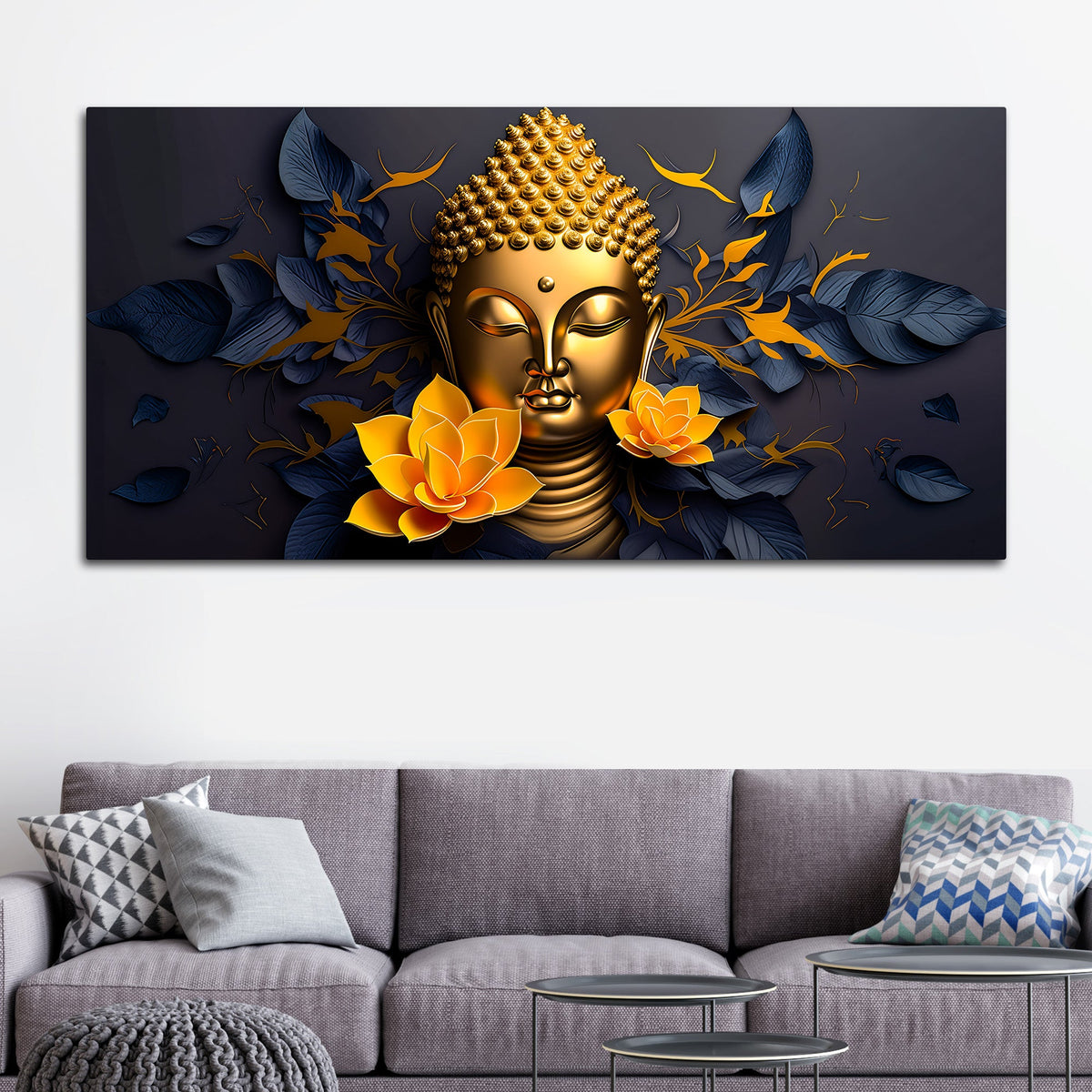 Elegant Buddha Lotus Canvas Painting for Modern Homes