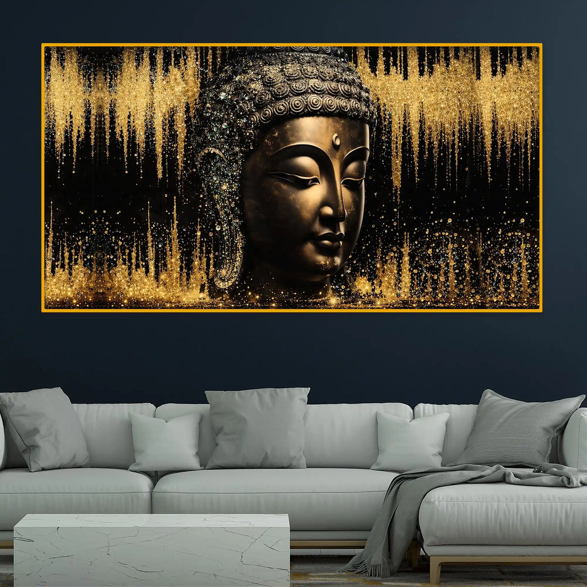 Elegant Buddha Peace Crystal Glass Painting for Styling Décor