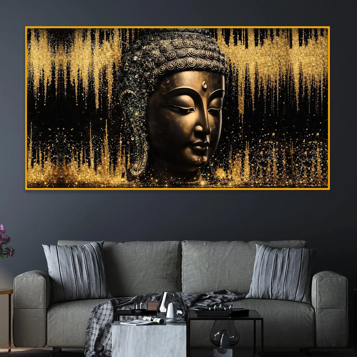 Elegant Buddha Peace Crystal Glass Painting for Styling Décor
