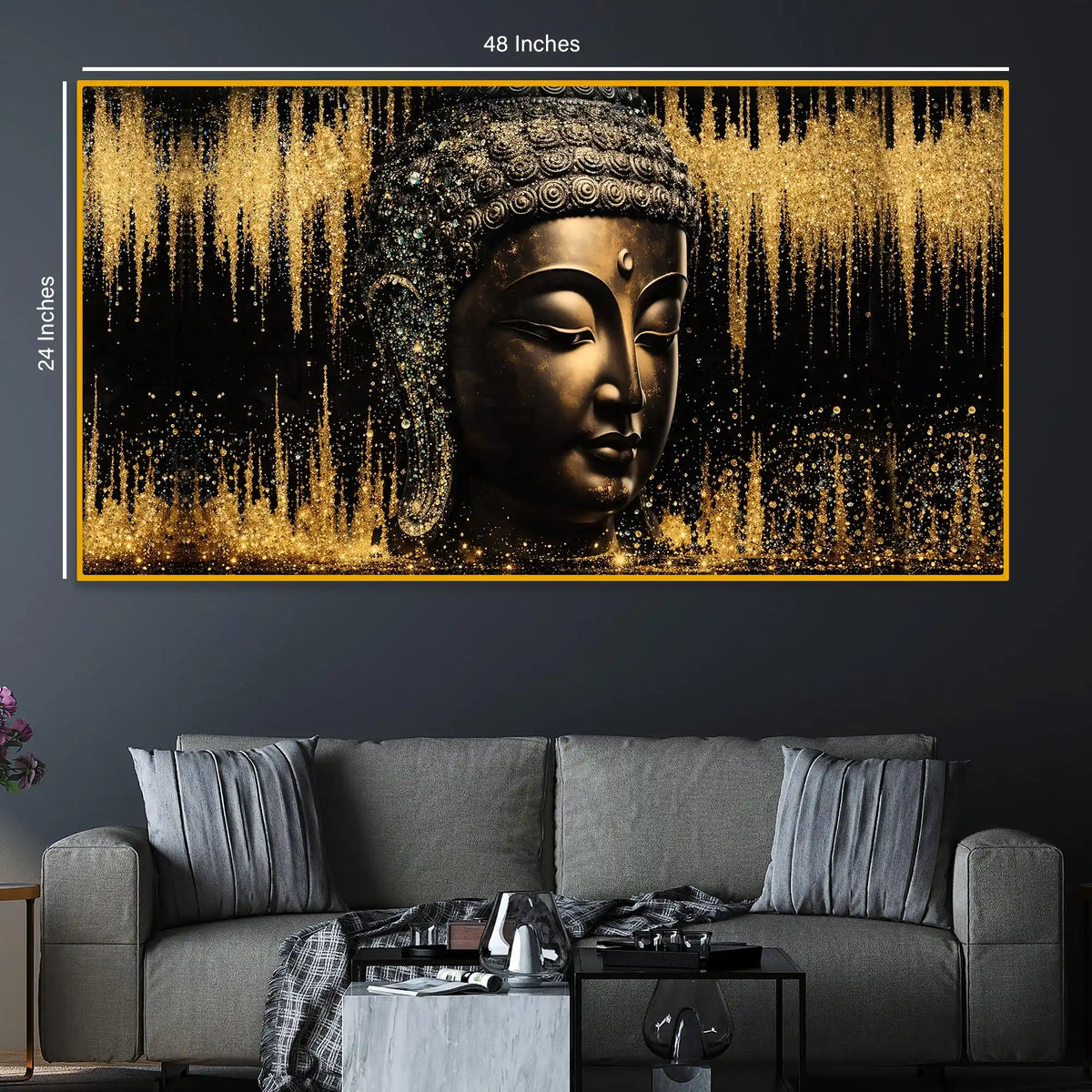 Elegant Buddha Peace Crystal Glass Painting for Styling Décor