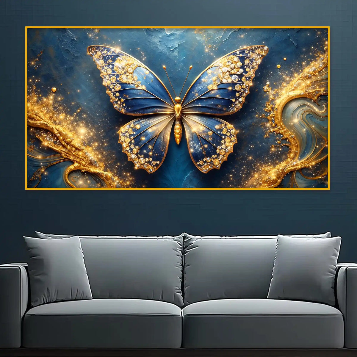Elegant Butterfly Artwork Crystal Glass Wall Painting for Home Decoration