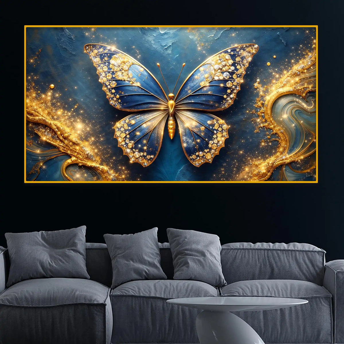 Elegant Butterfly Artwork Crystal Glass Wall Painting for Home Decoration