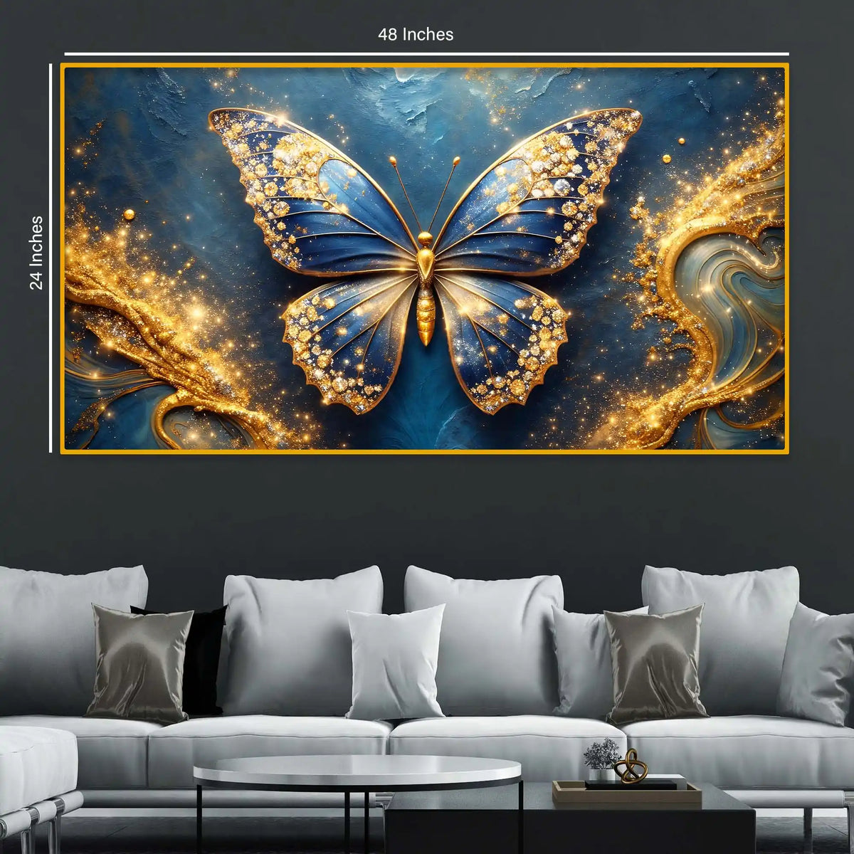 Elegant Butterfly Artwork Crystal Glass Wall Painting for Home Decoration