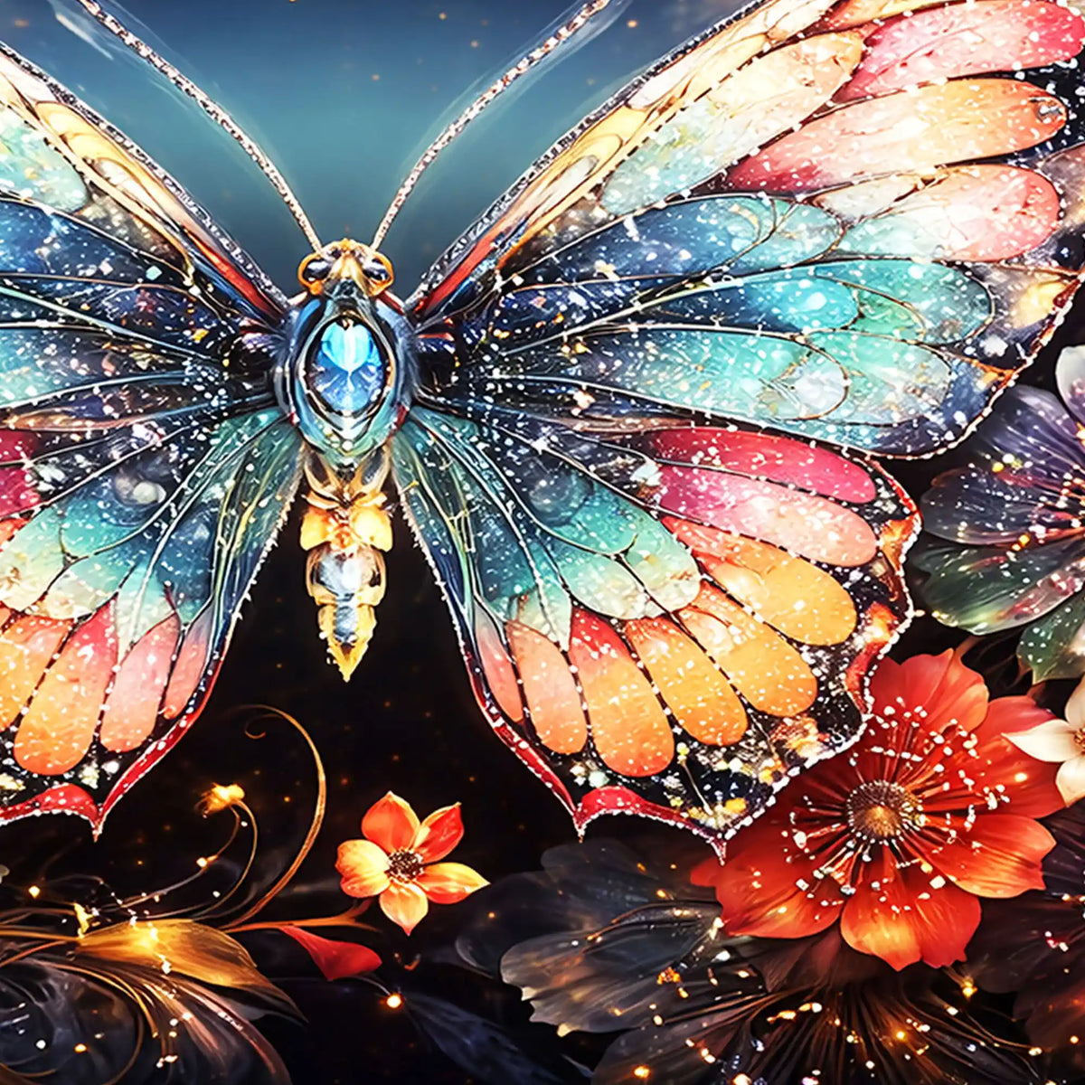 Elegant Butterfly Crystal Glass Wall Art Painting
