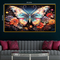 Elegant Butterfly Crystal Glass Wall Art Painting