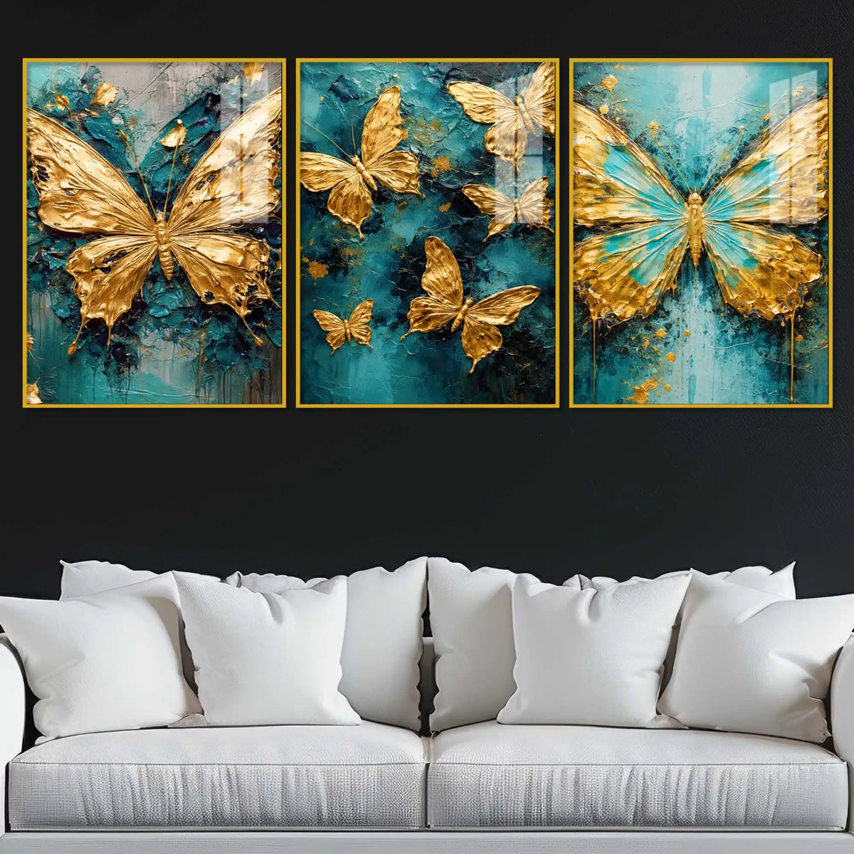 Elegant Butterfly Fantasy Acrylic Painting Set of 3