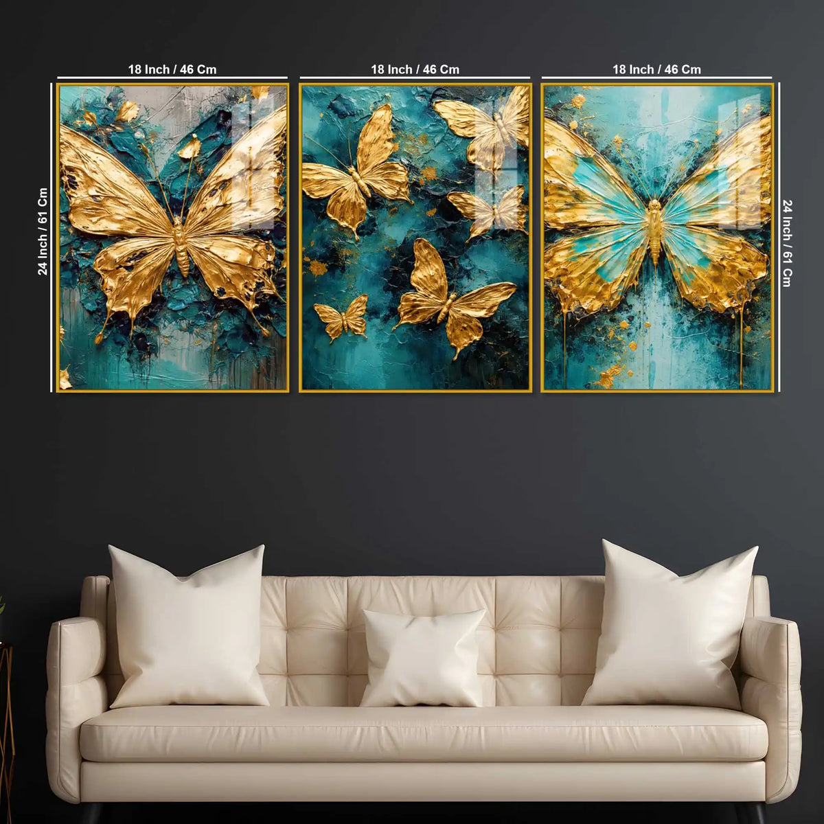 Elegant Butterfly Fantasy Acrylic Painting Set of 3