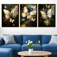 Elegant Butterfly Glow Floating Acrylic Painting Set of 3