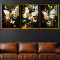 Elegant Butterfly Glow Floating Acrylic Painting Set of 3