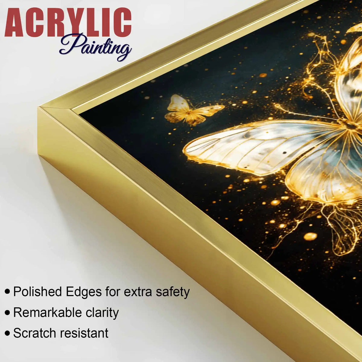 Elegant Butterfly Glow Floating Acrylic Painting Set of 3