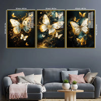 Elegant Butterfly Glow Floating Acrylic Painting Set of 3
