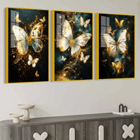 Elegant Butterfly Glow Floating Acrylic Painting Set of 3