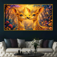 Elegant Deer Pair Crystal Glass Wall Art Painting