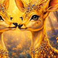 Elegant Deer Pair Crystal Glass Wall Art Painting