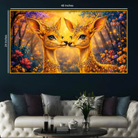 Elegant Deer Pair Crystal Glass Wall Art Painting