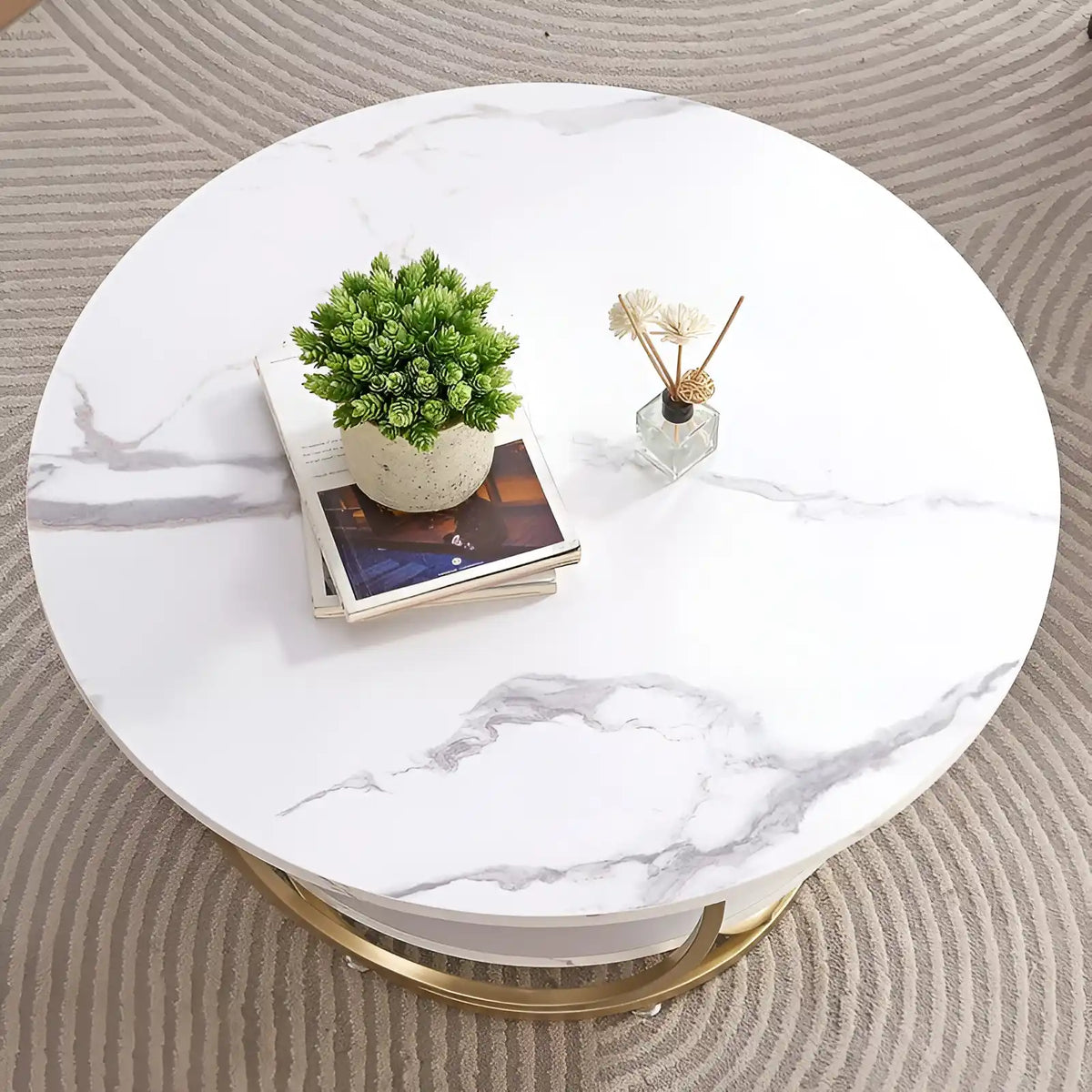 Elegant Design Modern Round Metal Finish Center Table