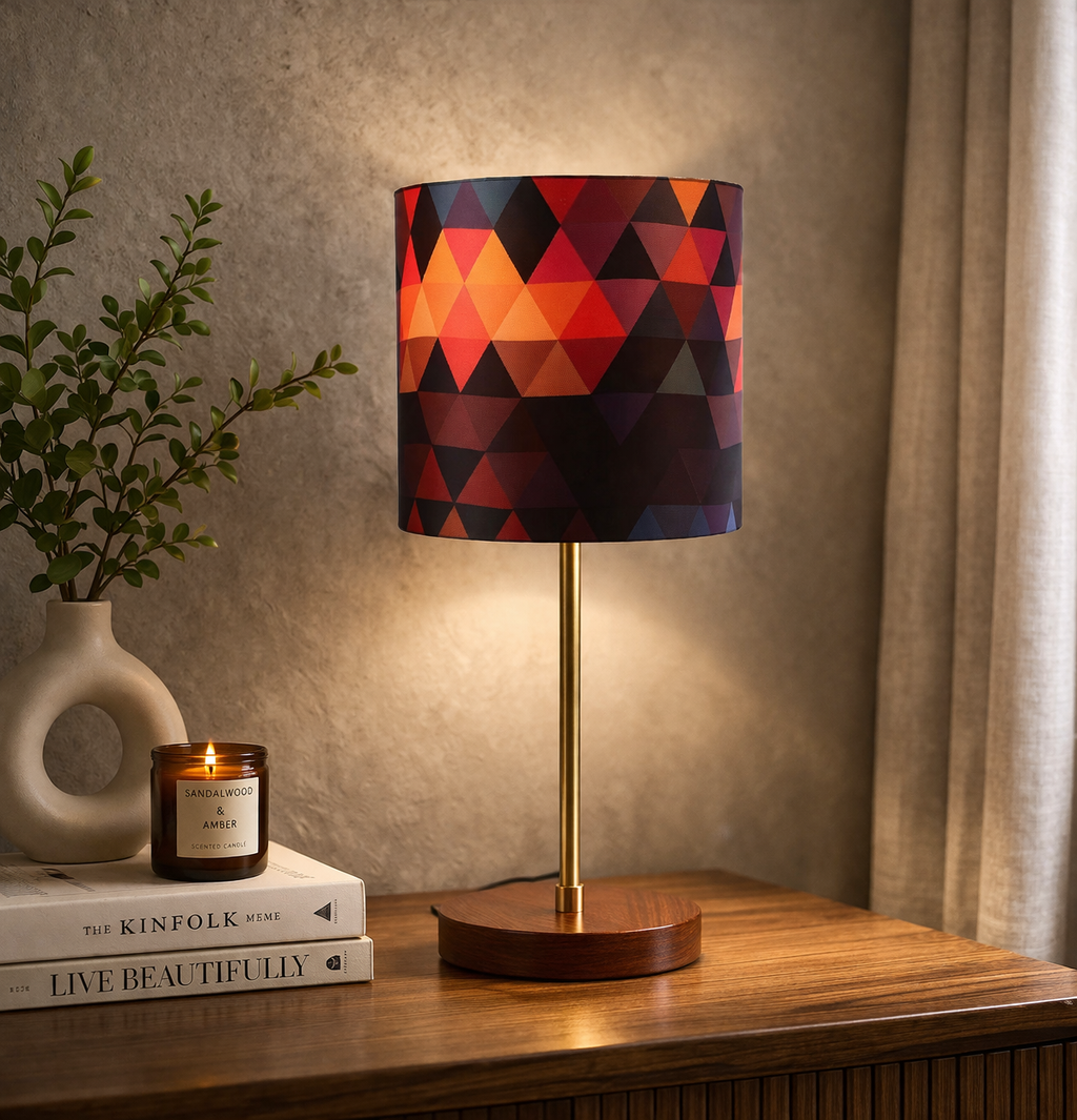 Elegant Designer Printed Cylindrical Shaped Table Lamp