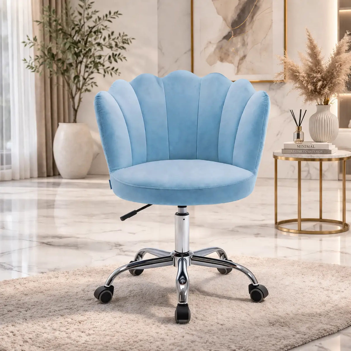 Elegant Emerald Blue Accent Chair with Adjustable Height