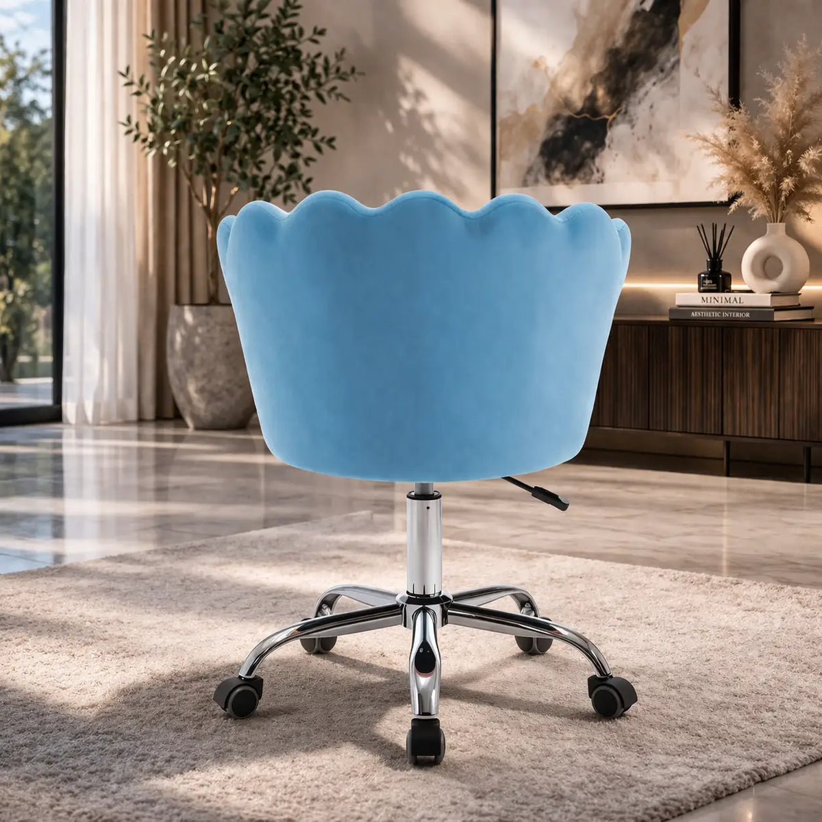 Elegant Emerald Blue Accent Chair with Adjustable Height