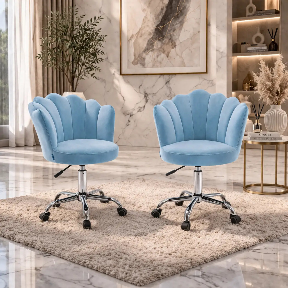 Elegant Emerald Blue Accent Chair with Adjustable Height