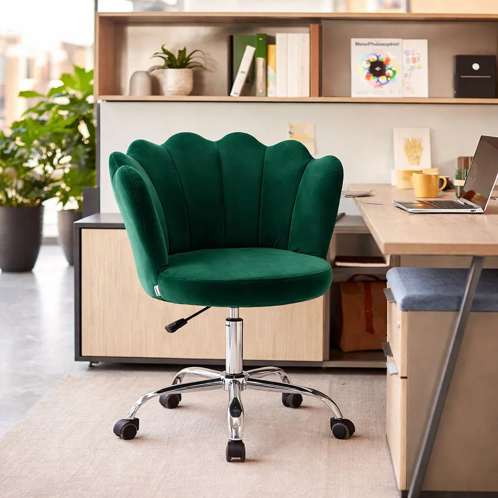 Elegant Emerald Green Accent Chair with Adjustable Height