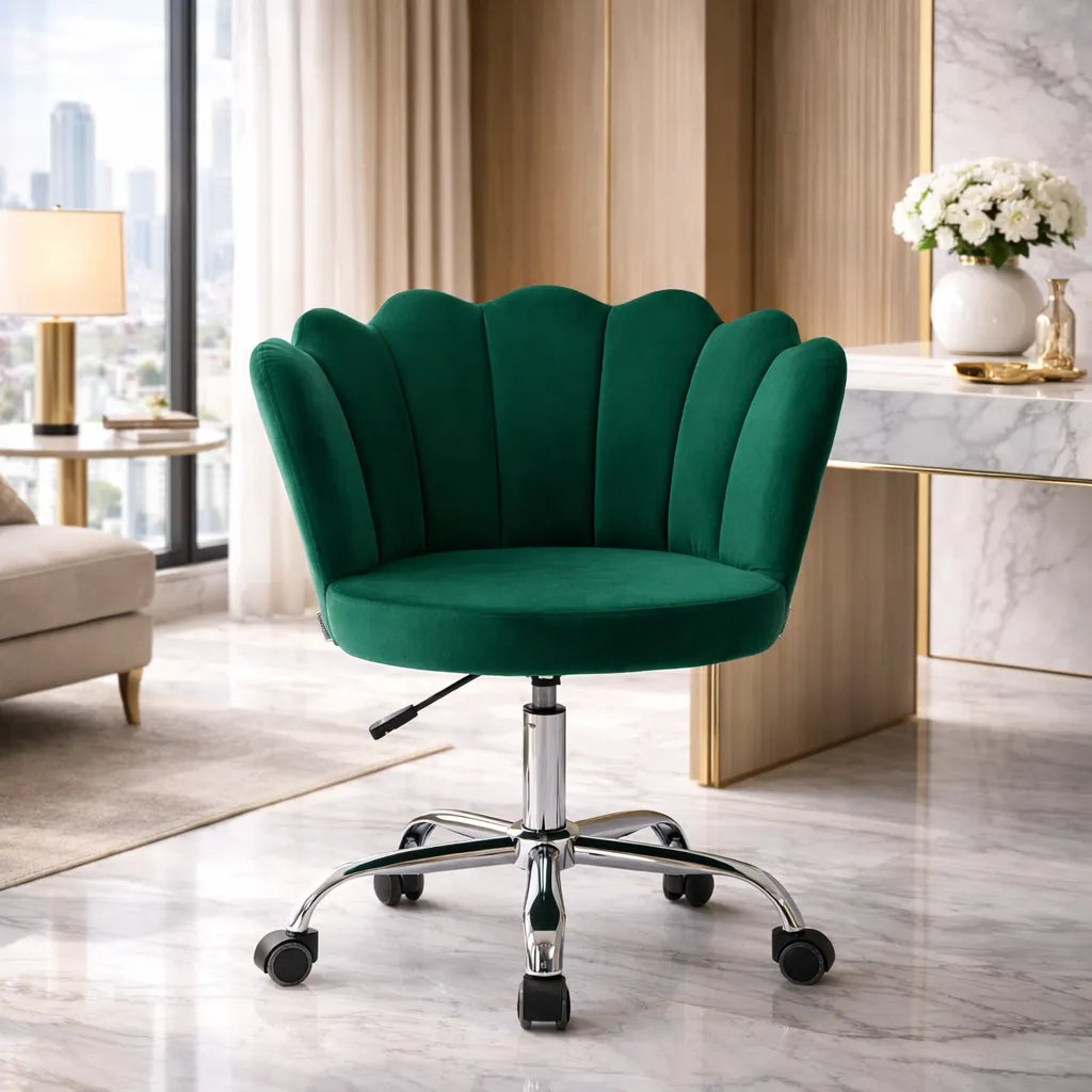 Elegant Emerald Green Accent Chair with Adjustable Height