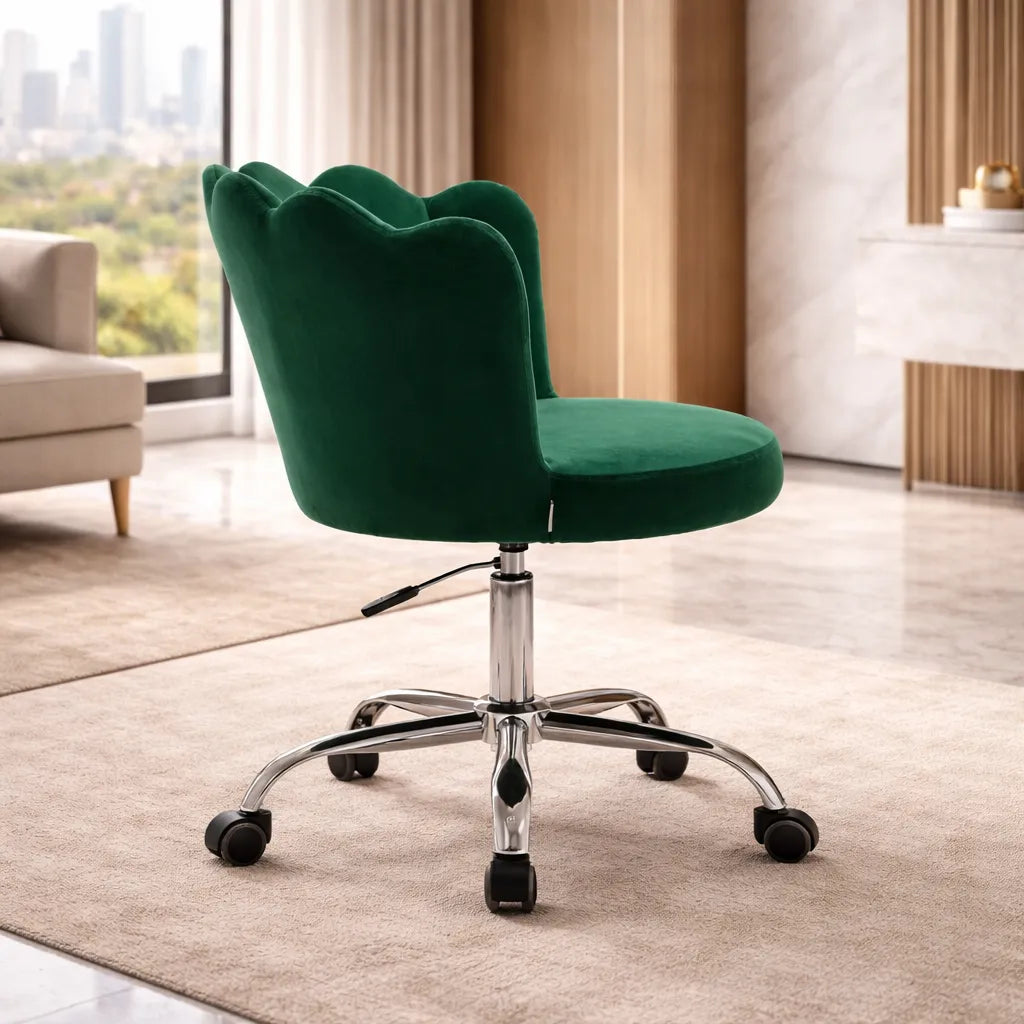 Elegant Emerald Green Accent Chair with Adjustable Height